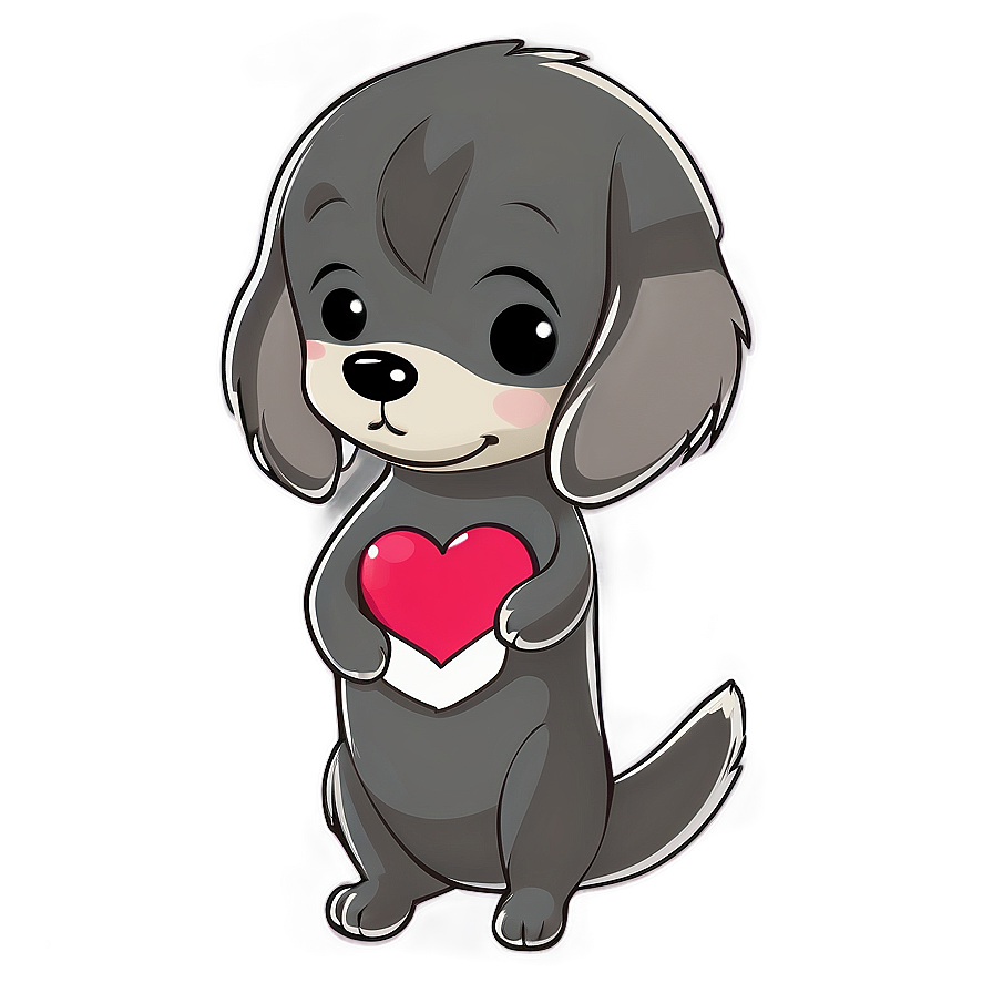 Kawaii Dog Holding A Heart Png Qxf