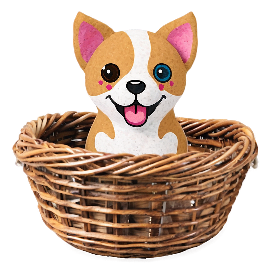 Kawaii Dog In A Basket Png 64