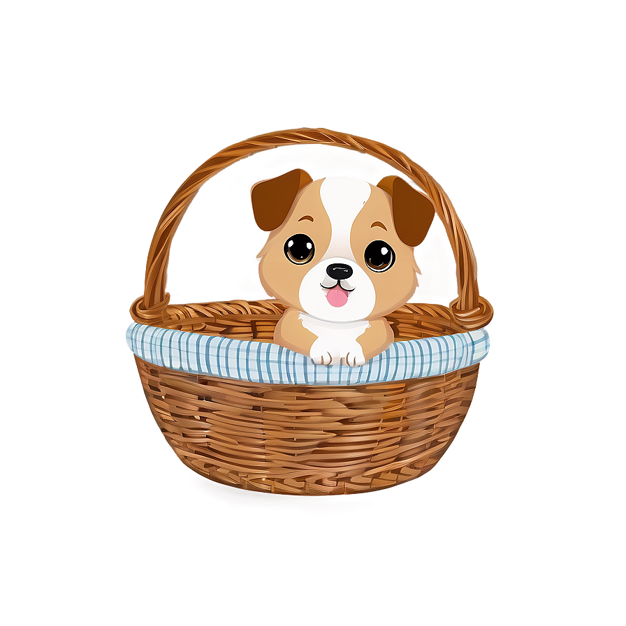 Kawaii Dog In A Basket Png Pjq77