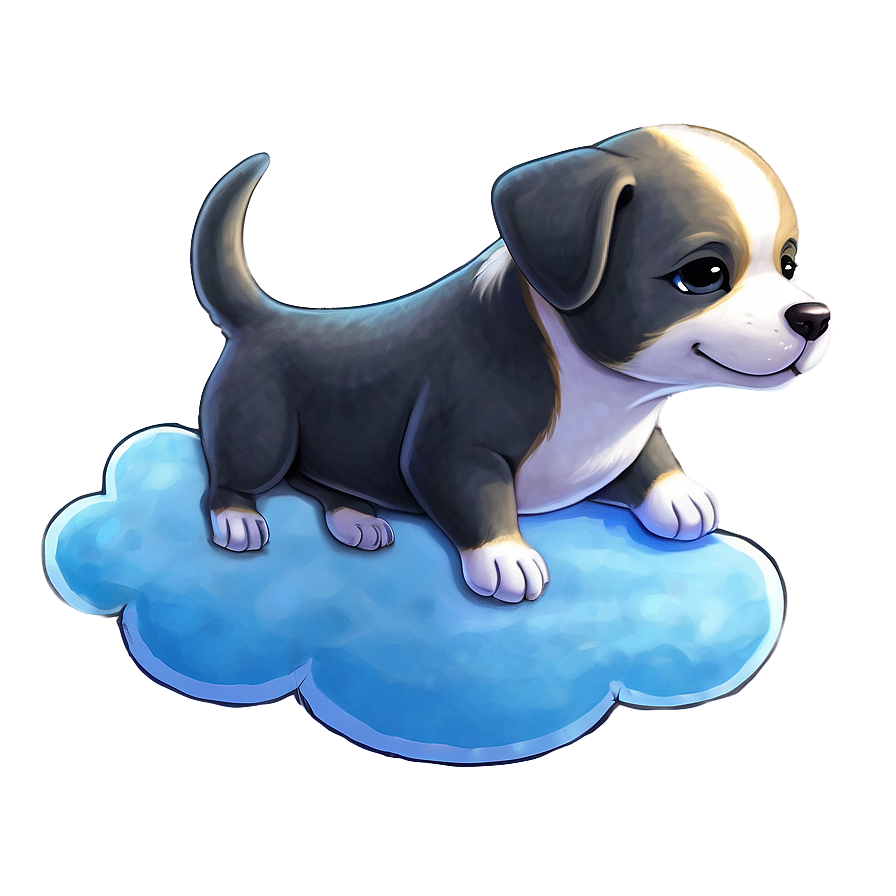 Kawaii Dog On A Cloud Png 06292024