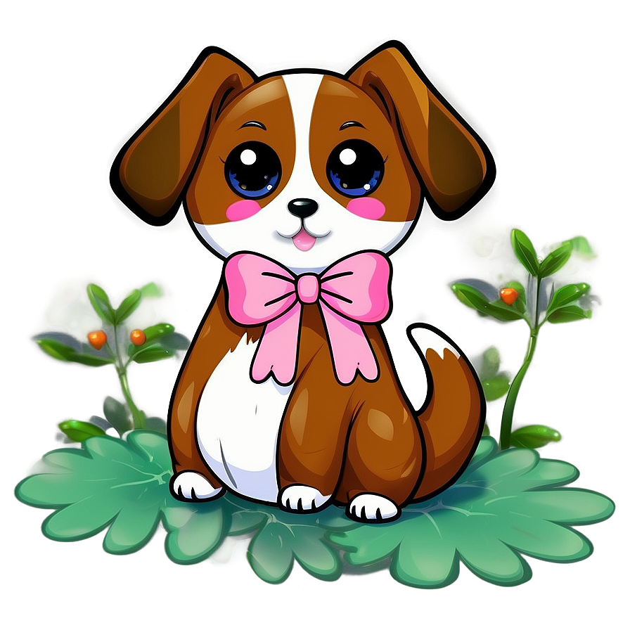 Kawaii Dog With A Bow Png 06292024