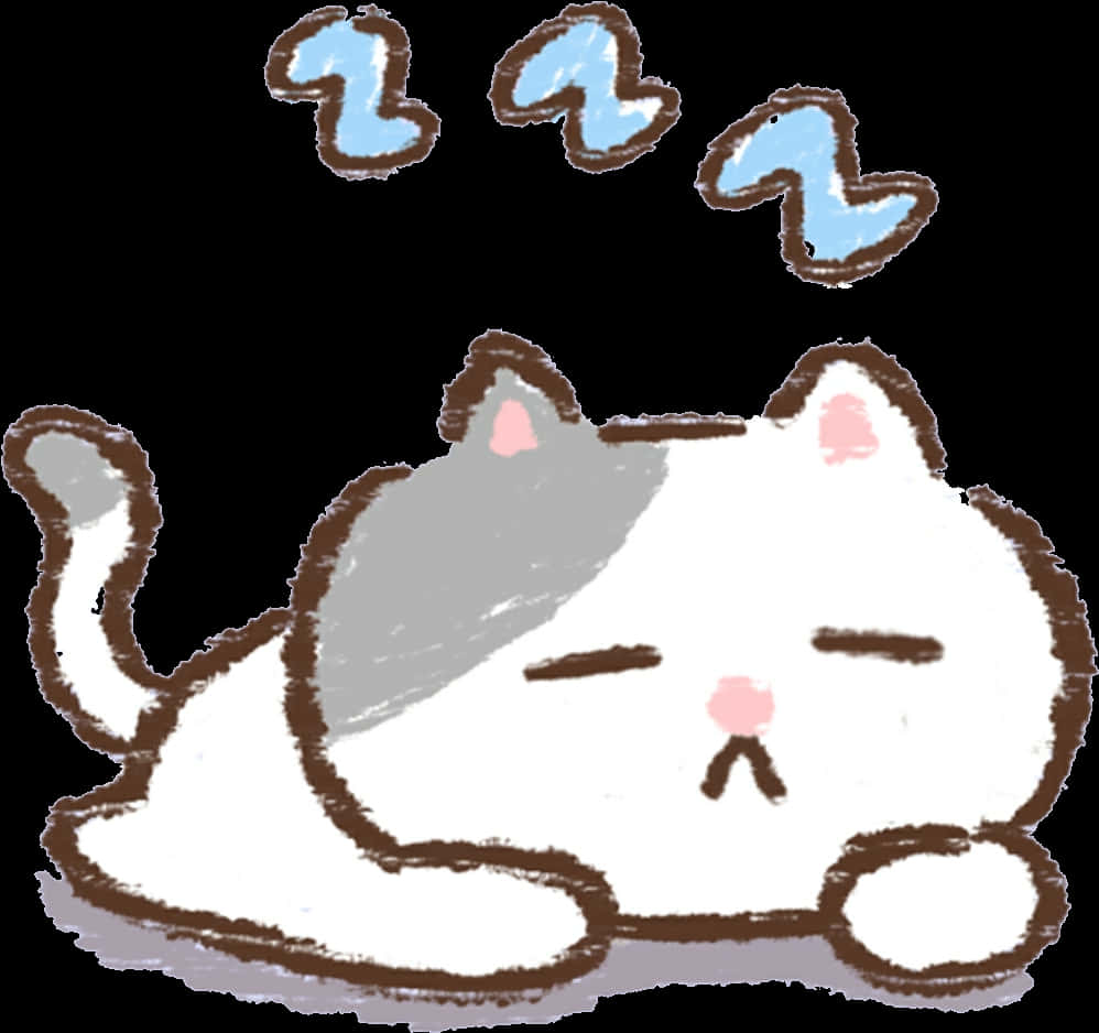 Kawaii Sleeping Cat Doodle