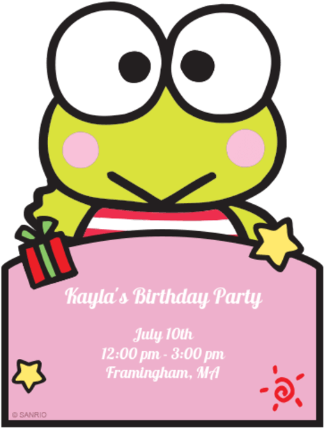 Keroppi Birthday Party Invitation