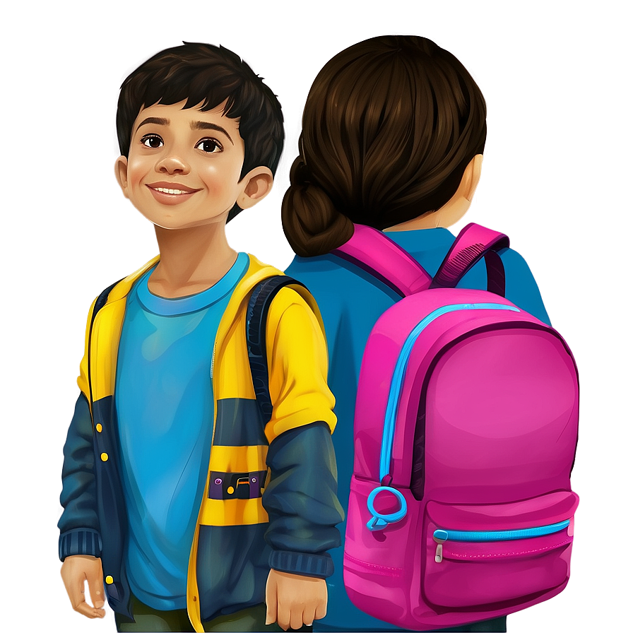 Kid With Book Bag Png Nox