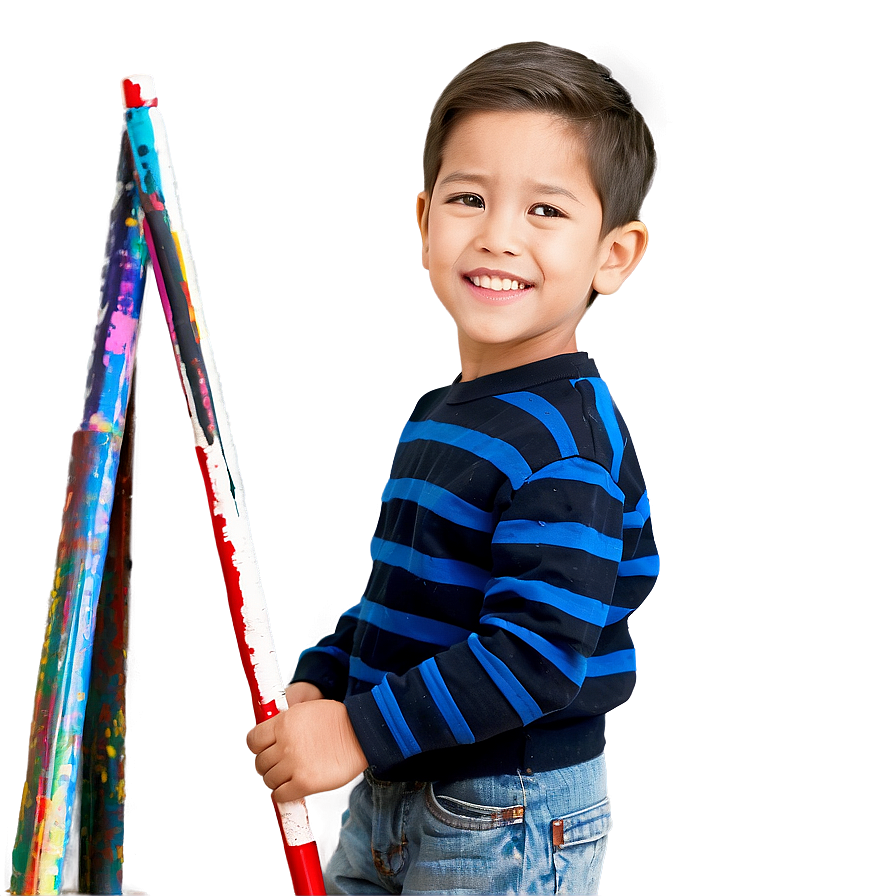 Kid With Paintbrush Png Ebx