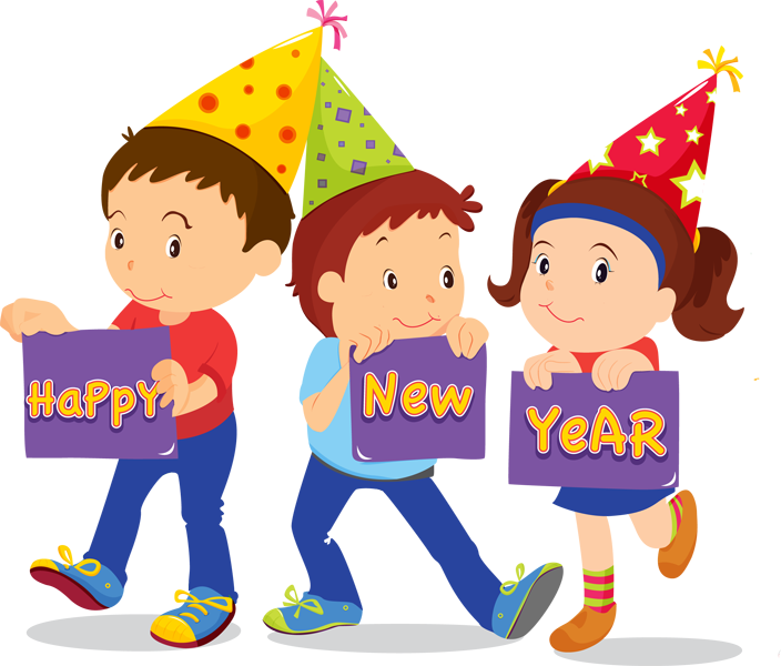 Kids Celebrating New Year Illustration