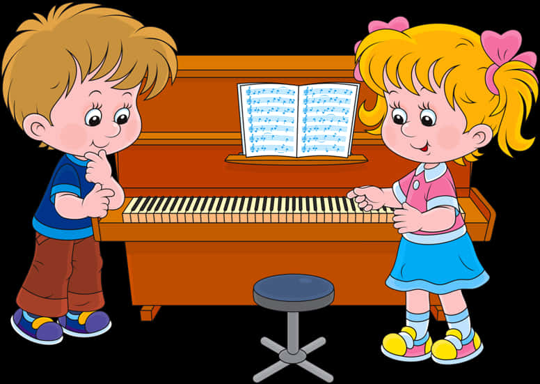 Kids Piano Practice Cartoon