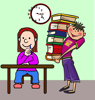 Kids Studyingand Carrying Books