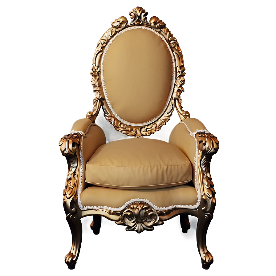 King Chair With Gold Trim Png 06262024