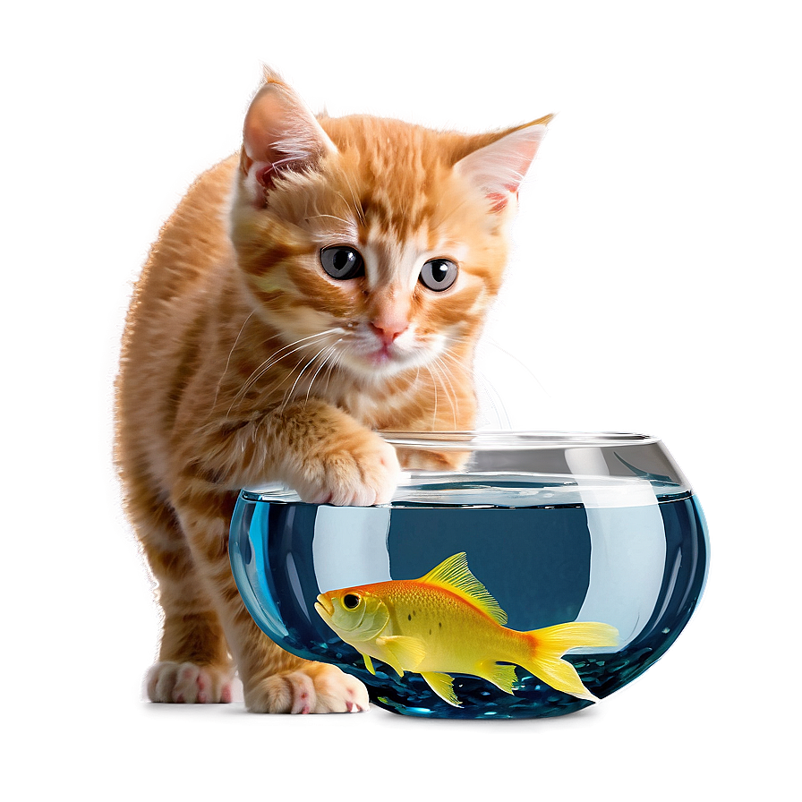 Kitten And Fishbowl Png Twp64