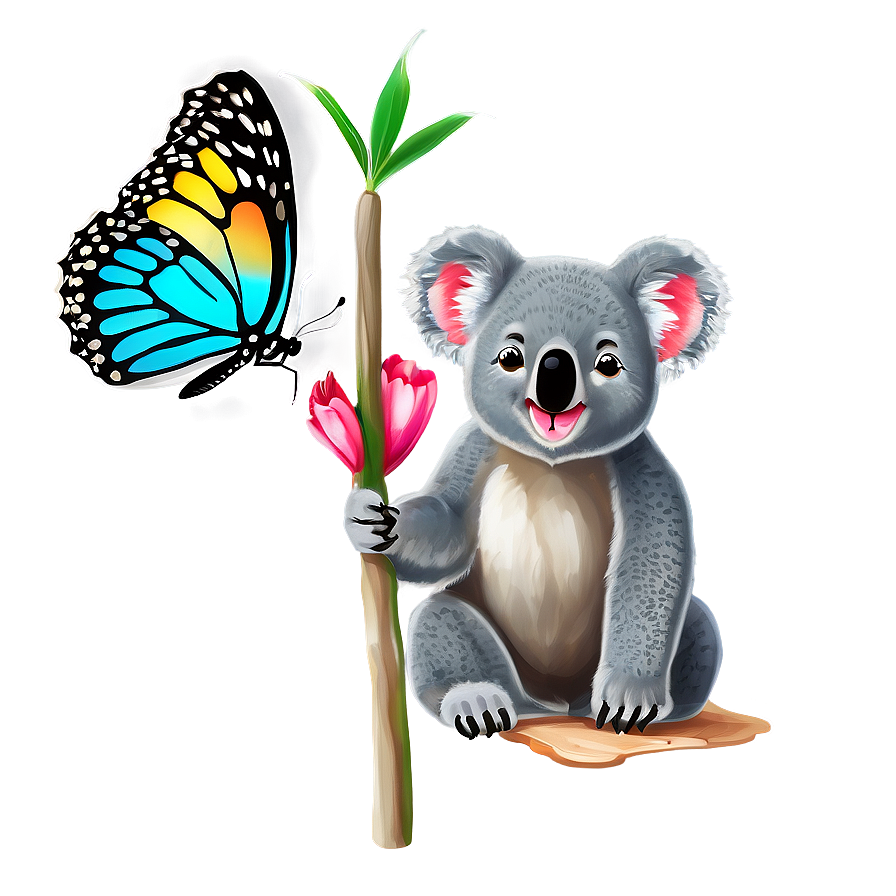 Koala And Butterfly Png Mtb14