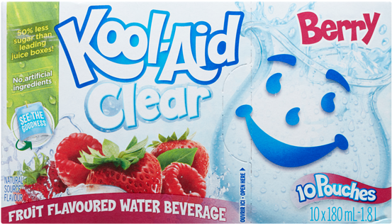 Kool Aid Clear Berry Flavored Water Beverage Packaging