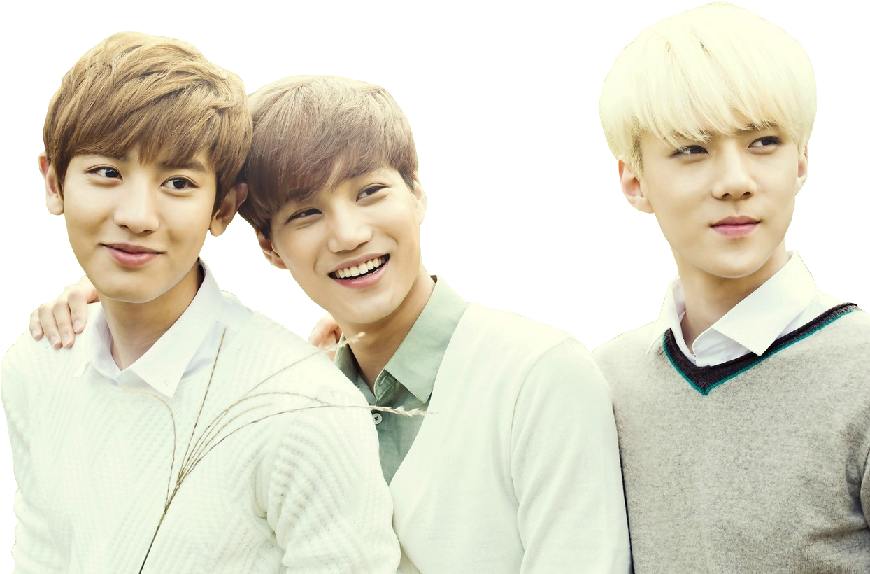 Kpop Trio Smiling Pastel Background