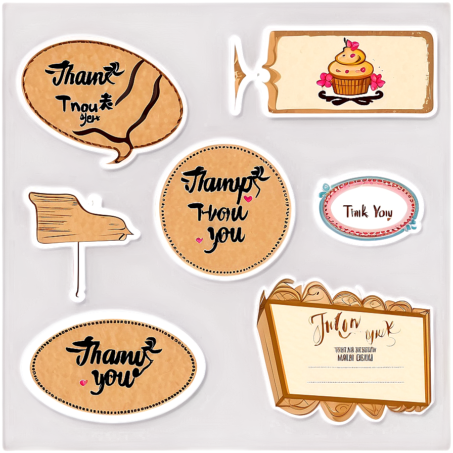 Kraft Paper Thank You Stickers Png 74