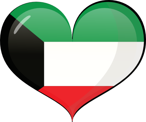 Kuwait Flag Heart Shaped