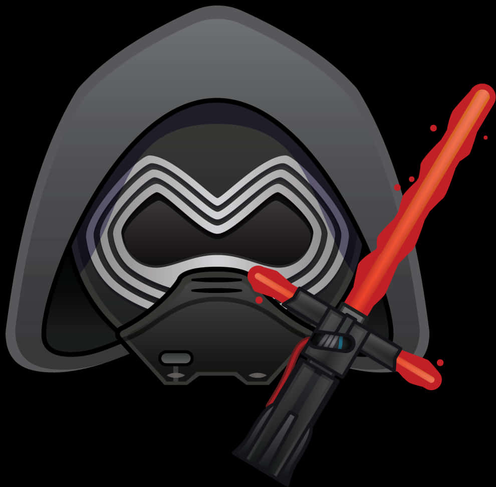 Kylo Ren Helmetand Lightsaber Illustration