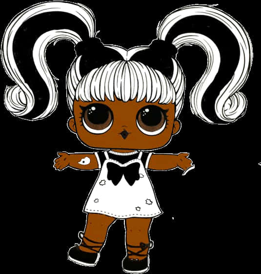 L O L Doll Blackand White Illustration