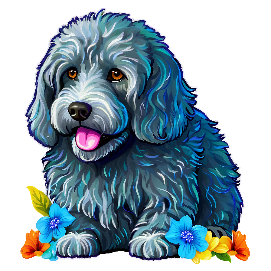 Labradoodle And Flowers Png Tlp