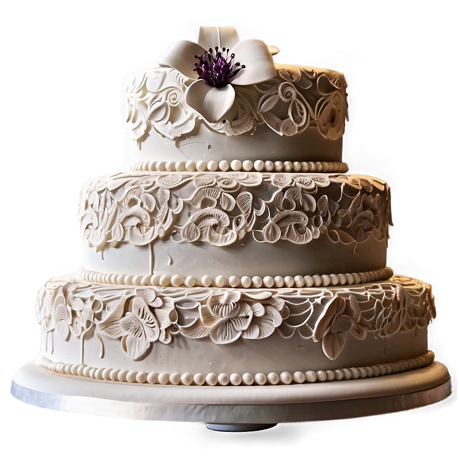 Lace Detailed Wedding Wedding Cake Png 37