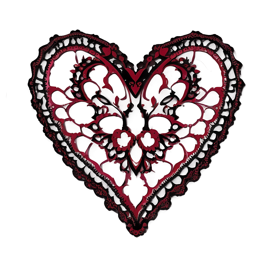 Lace Pattern Red Heart Emoji Png 21