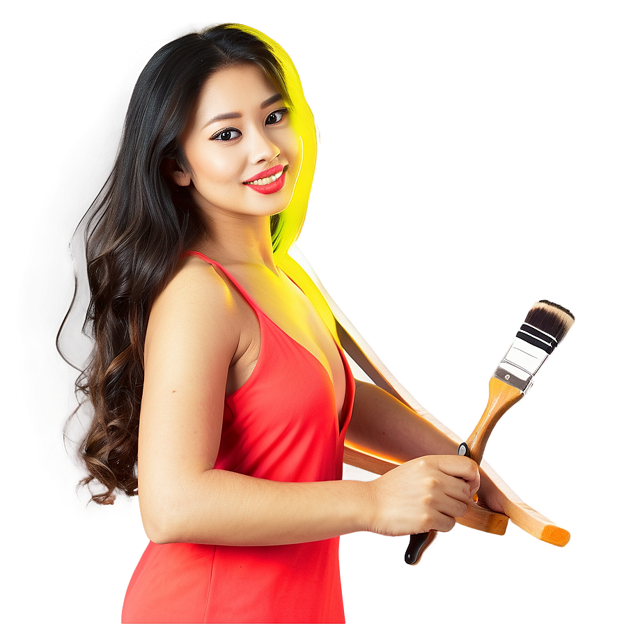 Lady With Paintbrush Png Ocn