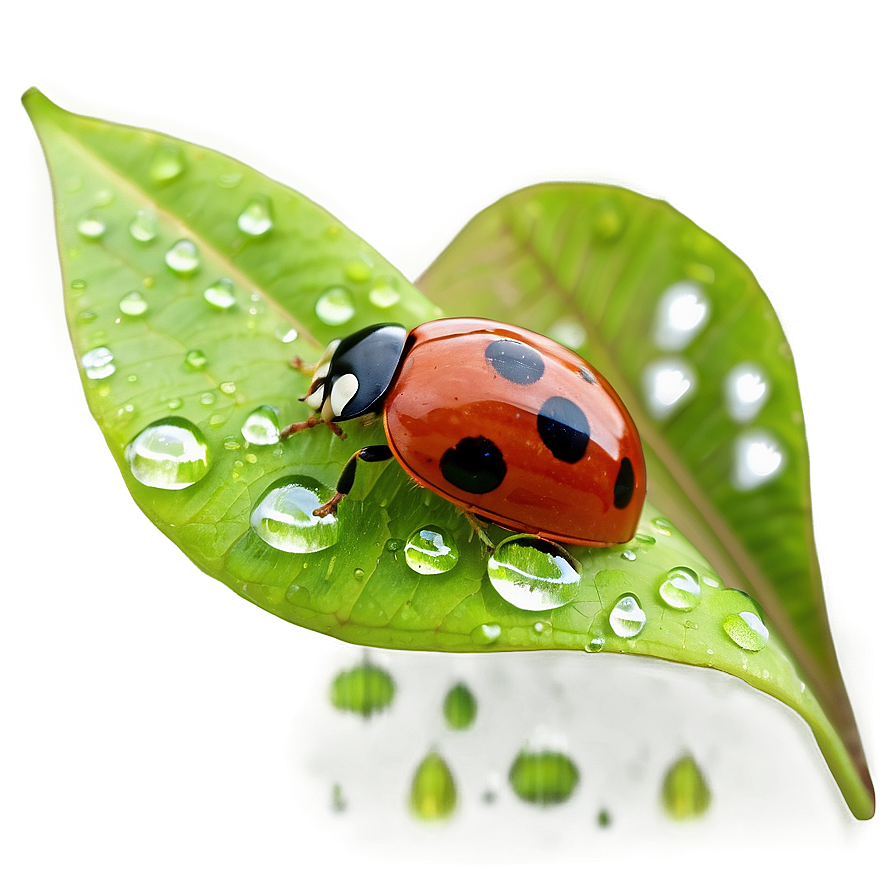 Ladybug On Dewy Leaf Png Sdv28