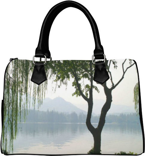 Lakeside Scenery Printed Handbag