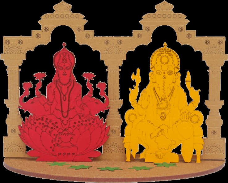 Lakshmiand Ganesha Cutout Artwork