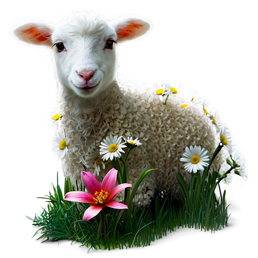 Lamb With Flowers Png Mas