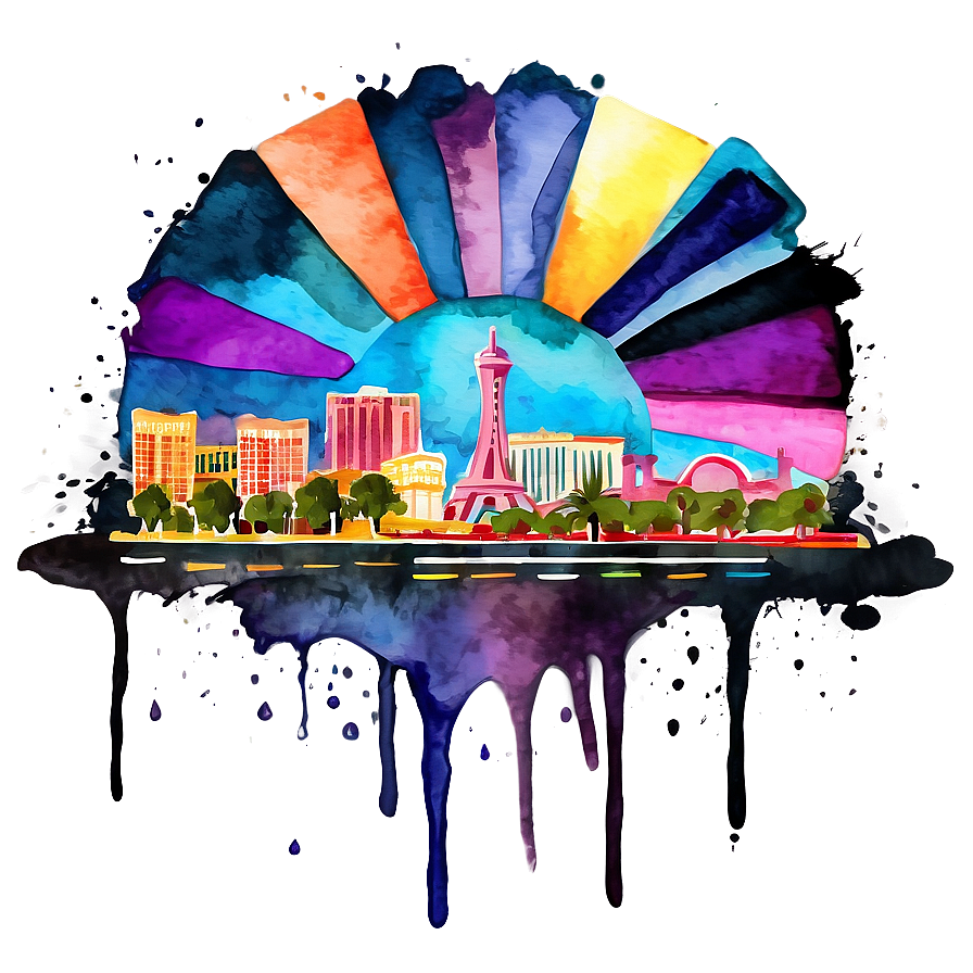 Las Vegas Skyline Watercolor Png Qav