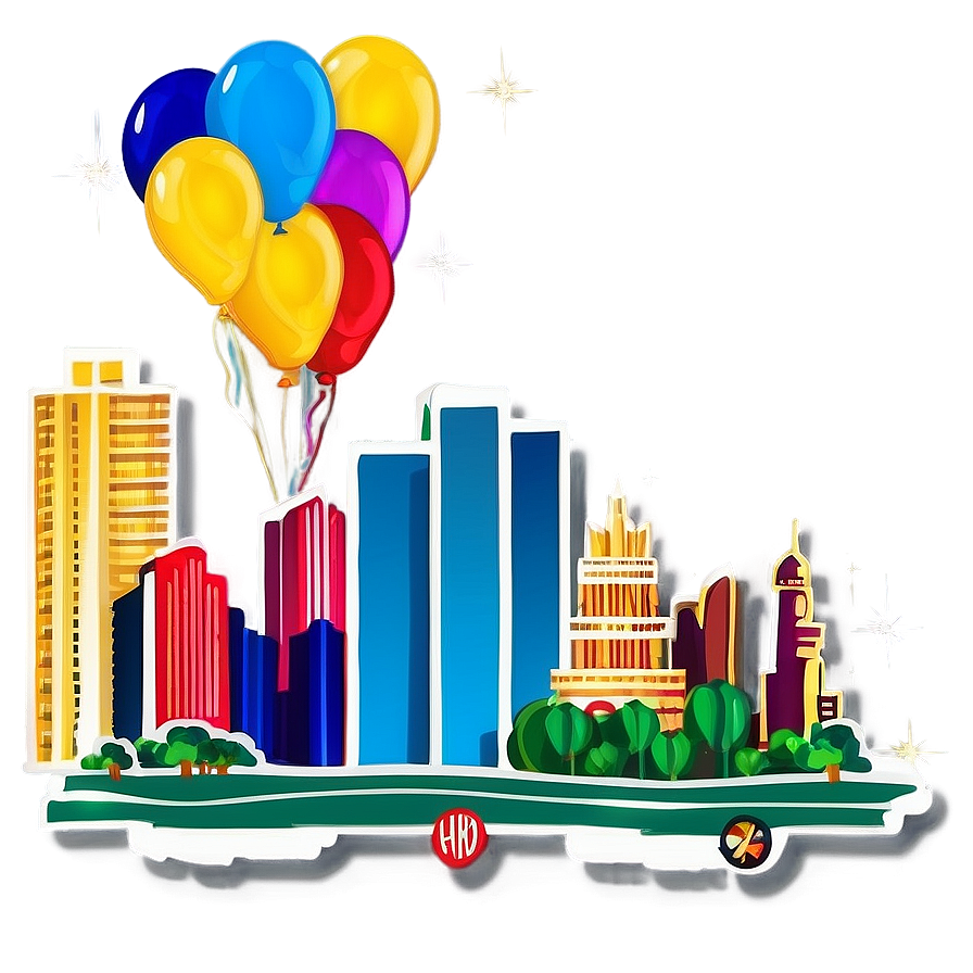 Las Vegas Skyline With Balloons Png Ljo