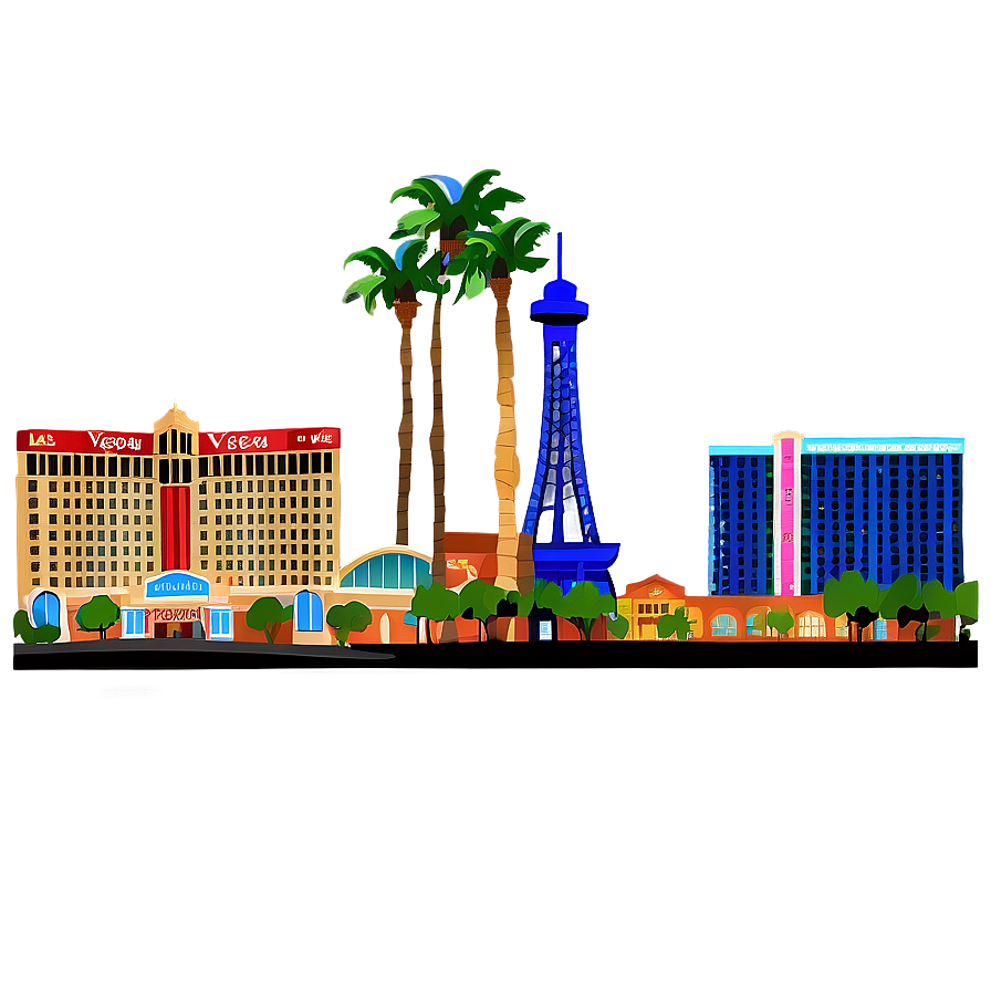 Las Vegas Skyline With Hotels Png Qxc