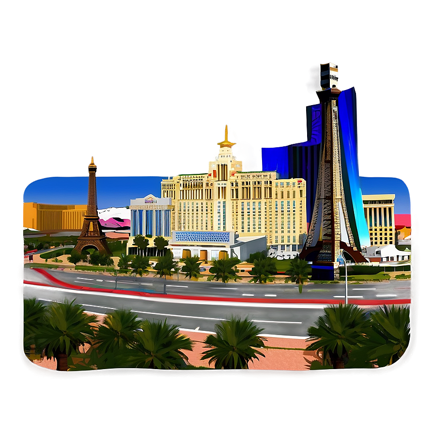 Las Vegas Skyline With Sun Png Iay29