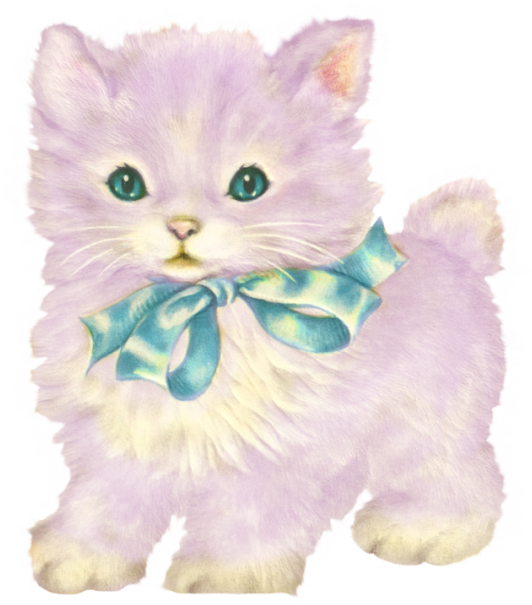 Lavender Kitten Blue Bow