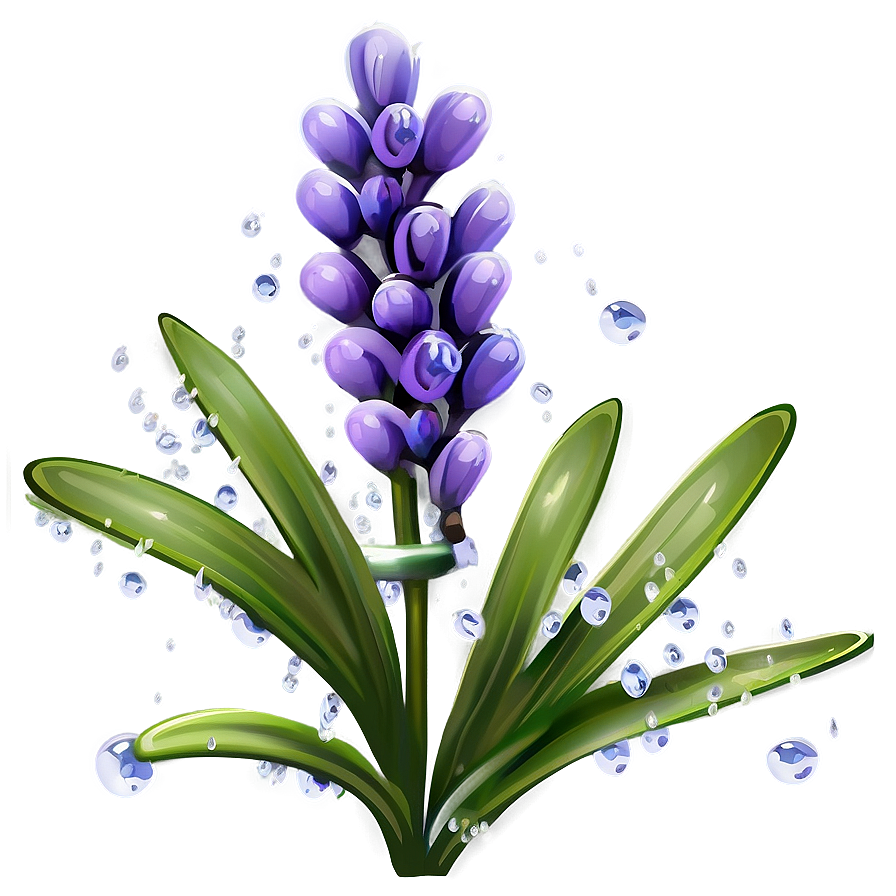 Lavender Plant With Dewdrops Png Wxl