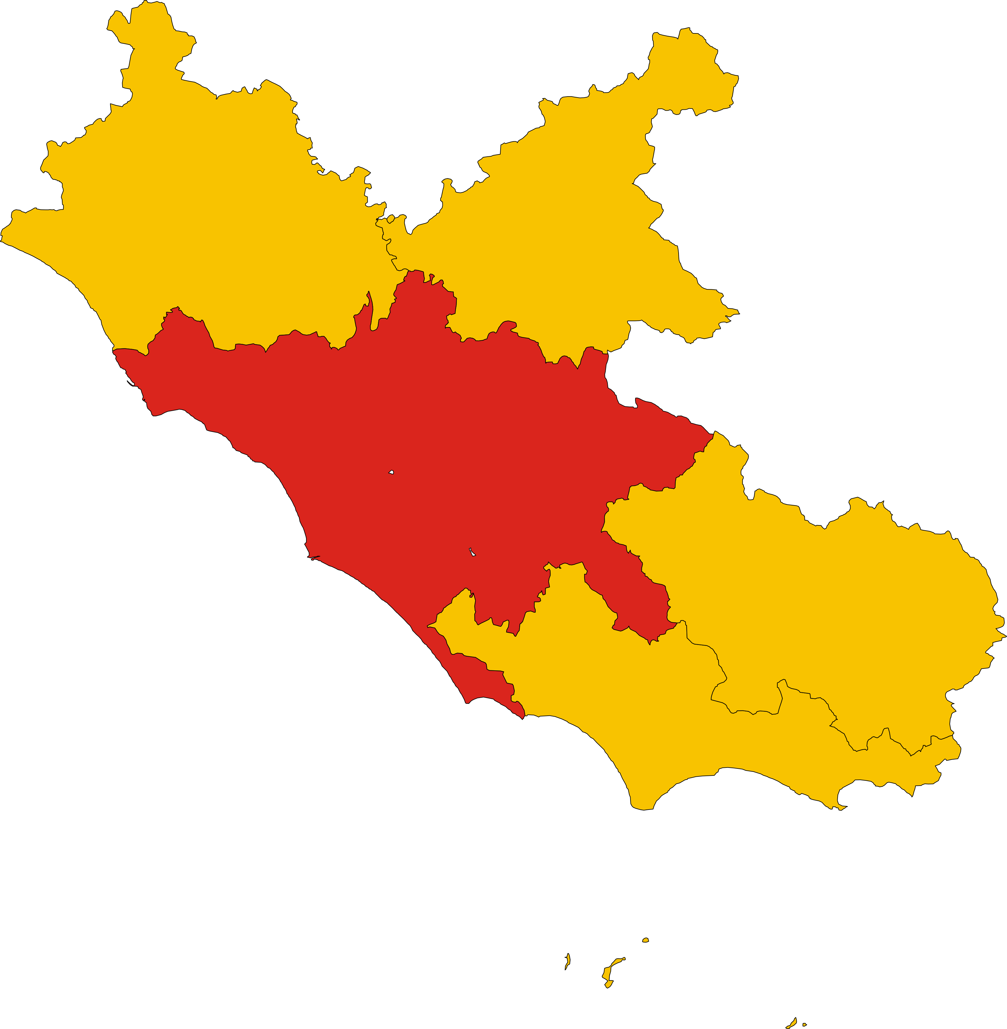 Lazio Region Map Highlighting Rome