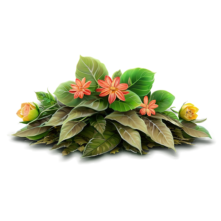 Leaf Pile With Flowers Png Orq