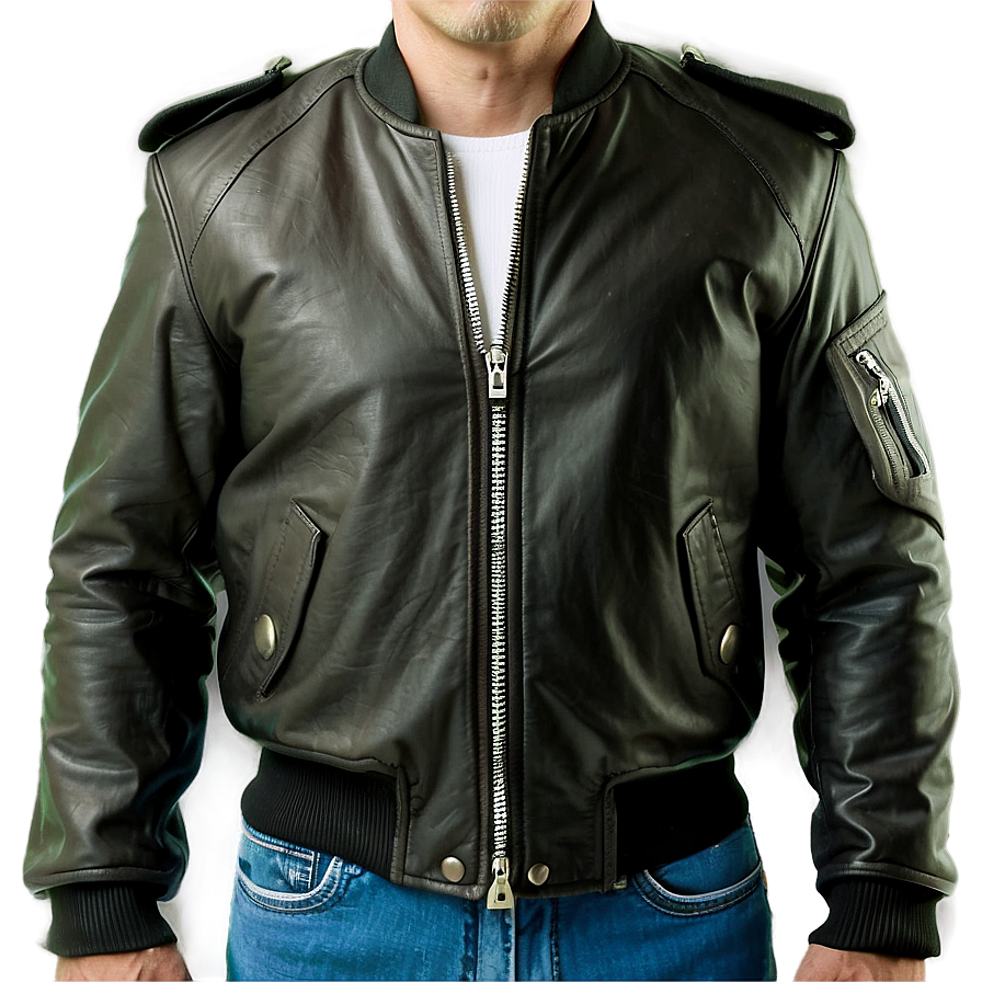 Leather Bomber Jacket Look Png 06282024