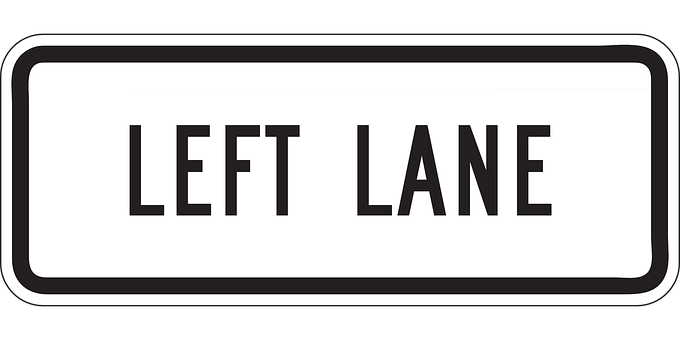 Left Lane Sign Blackand White