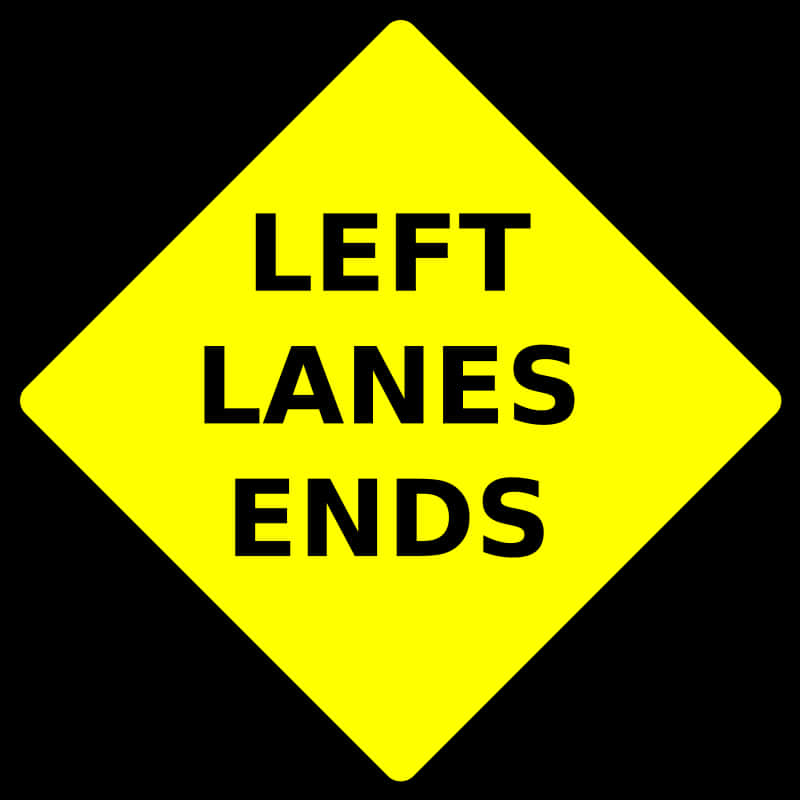 Left Lanes Ends Traffic Sign