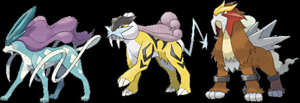 Legendary Trio Pokemon Suicune Raikou Entei