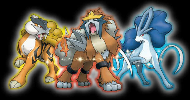 Legendary_ Trio_ Raikou_ Entei_ Suicune