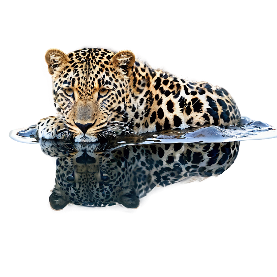 Leopard Reflection In Water Png 54