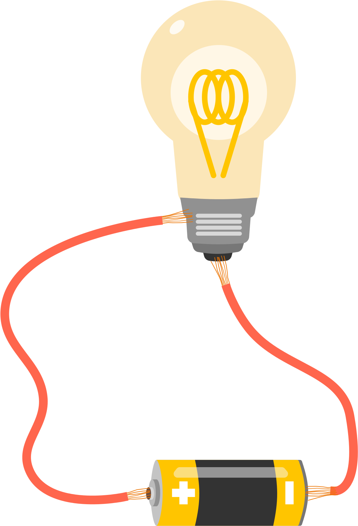 Lightbulb Connectedto Battery Illustration