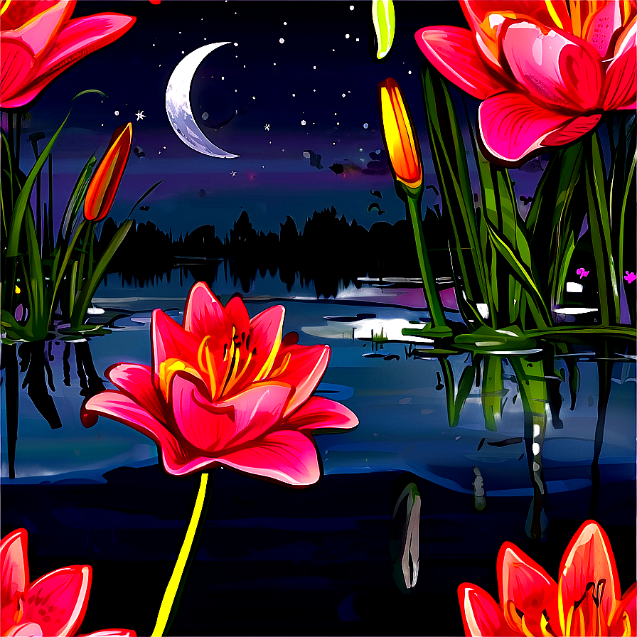 Lilies Under Moonlight Png Ptv77