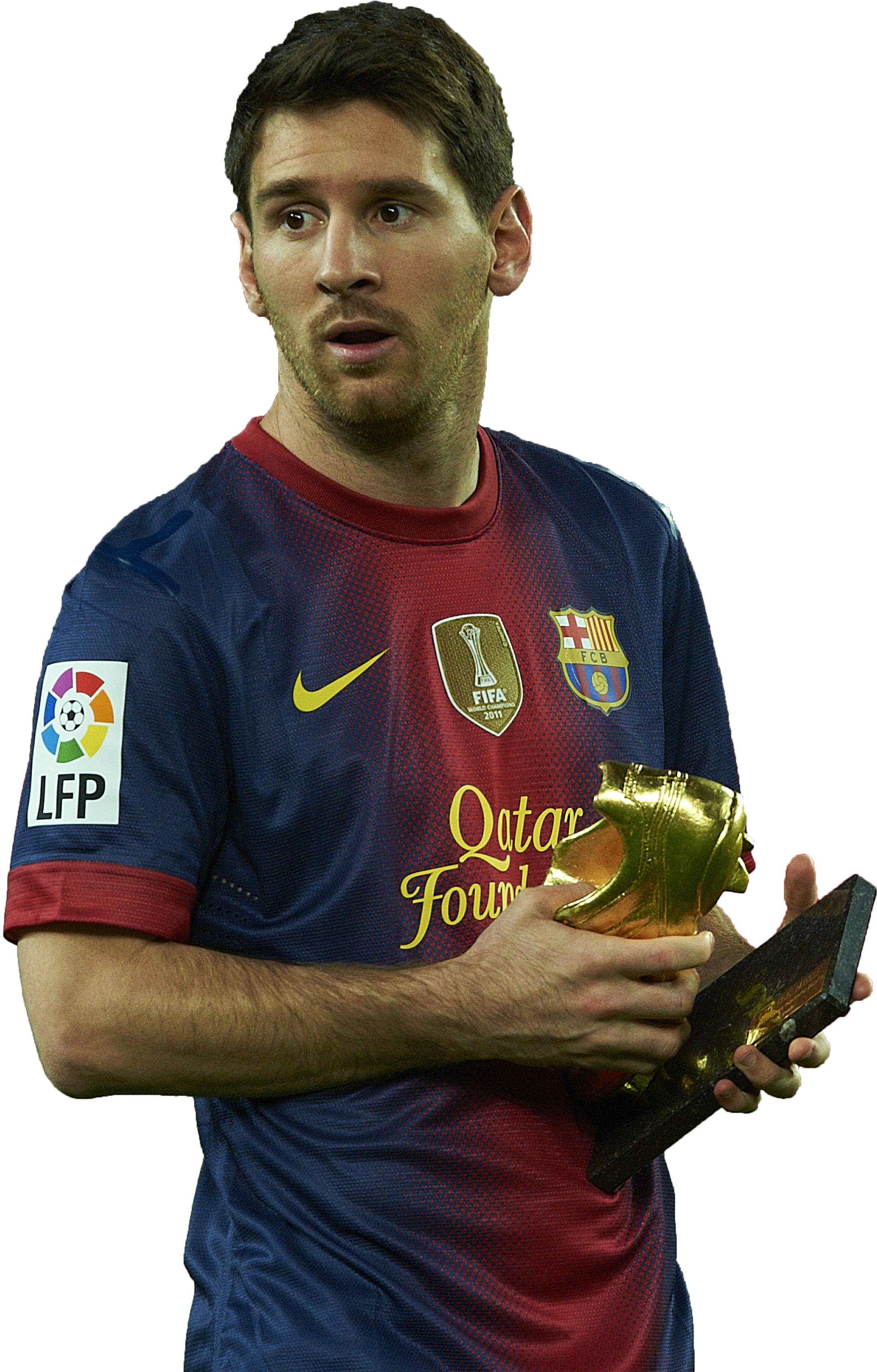 Lionel Messi Holding Golden Shoe Award