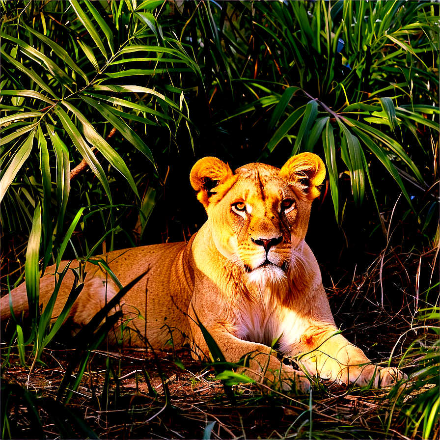 Lioness Hidden In Foliage Png 75