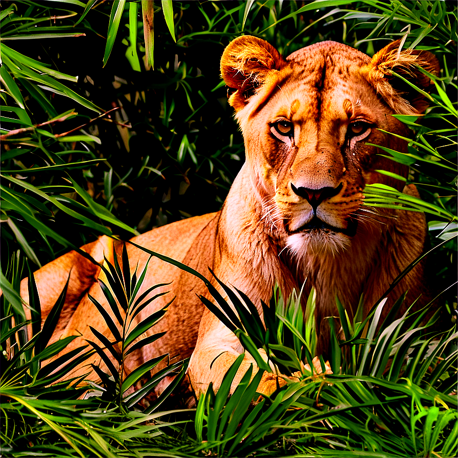 Lioness Hidden In Foliage Png Uge43