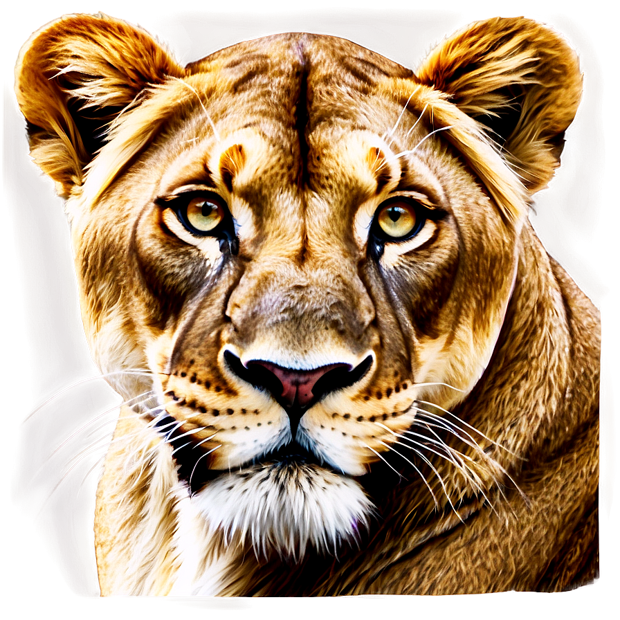 Lioness Portrait Painting Png 58