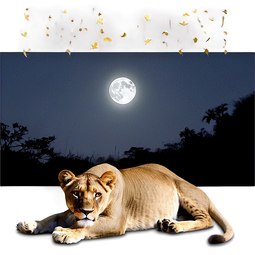 Lioness Under Moonlight Png 80